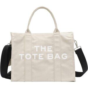 Women Beige Personalized Canvas Crossbody Tote Bags with Zipper Mini Top-Handle